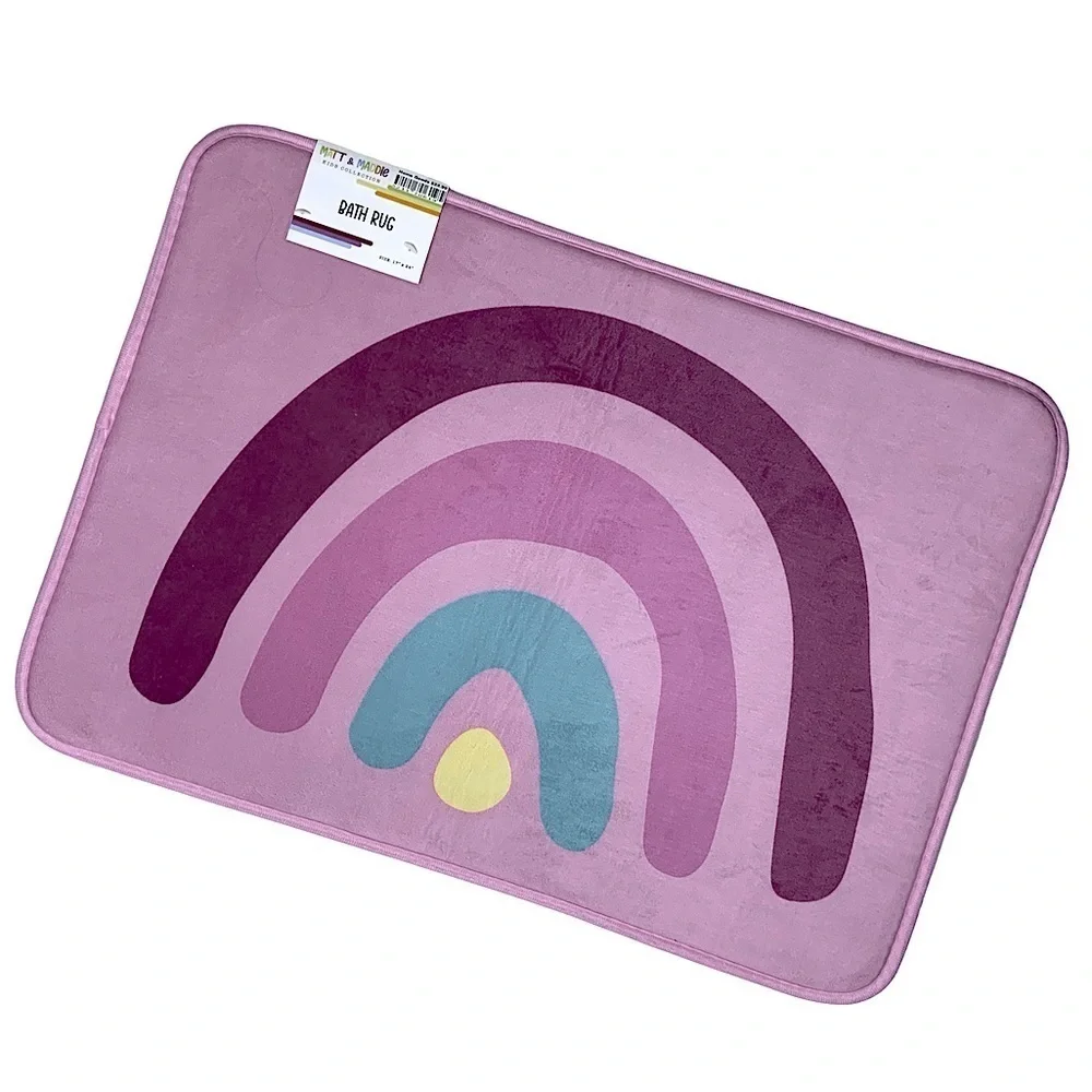 Matt & Maddie Rainbow Kids Bathroom Rug Memory Foam NonSlip Rectangle 17x24 In